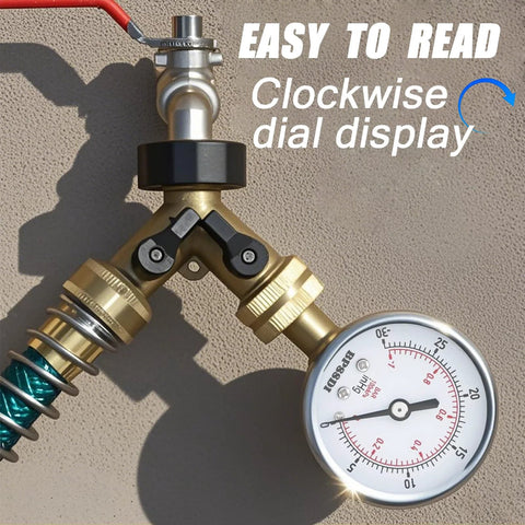 BPSSDI 30inHg vacuum gauge mounted on brass Y-adapter with 2.5-inch dial and 1/4-inch NPT lower mount.