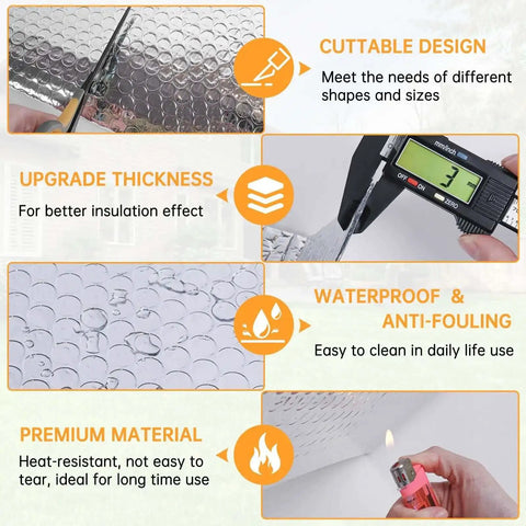Features of Double Reflective Bubble Insulation Roll For Windows And Roofs Aluminum Foil Radiant Barrier Shield Heat Shield For RVs