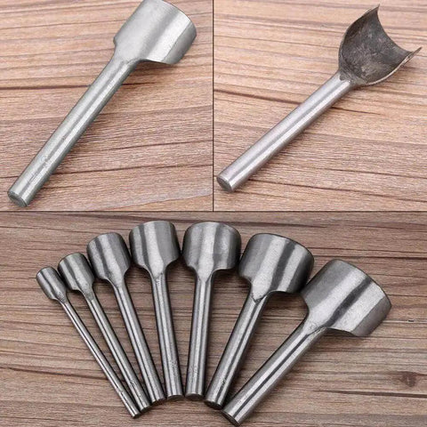Half Round Leather Punch Cutter Set 7 Piece DIY Leather Craft Tool For Wallets Belts Straps And More Handy Pro Grade Solid Steel End Cutter With 10 To 40 Millimeter Circle End Options For Clean Half Circle Edges