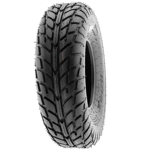 Versatile All Terrain ATV UTV Tire Set Of 2 6 Ply Tubeless A021 14570-6 On 6 Inch Rims, front view of single tire