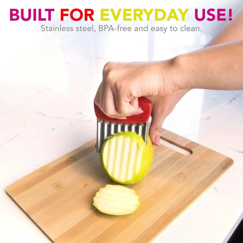 Crinkle Cutter Knife With Wavy Edge For Fries And Veggies Kids Friendly Kitchen Tool Stainless Steel BPA Free Colors May Vary