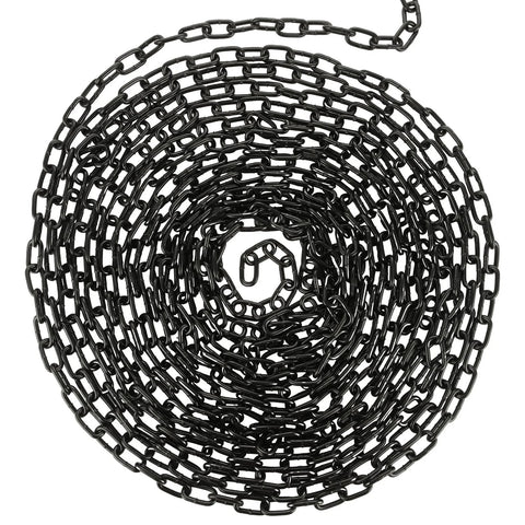 26.2 Ft Black Chain Link Heavy Duty 3 Sixteenth Inch Carbon Steel Hanging Chain Kit for Hammock Chair shown coiled