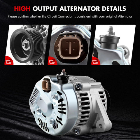 High Output 80 Amp 12 Volt Alternator Compatible With Honda Accord 1998 To 2002 And Acura CL 1998 To 1999, detailed view