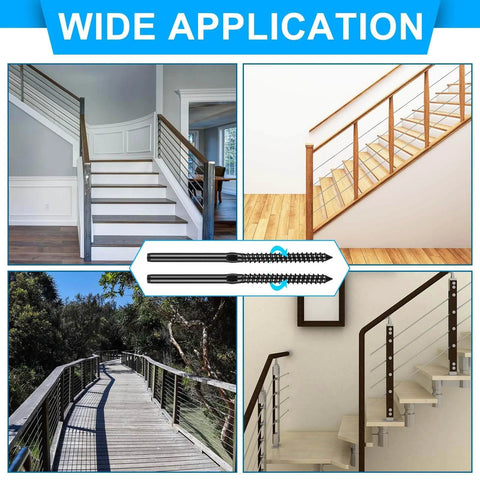 Various deck railings using 200 Pack Stainless Steel Left And Right Handed Thread Swage Lag Screws One Eighth Inch For Wood Posts