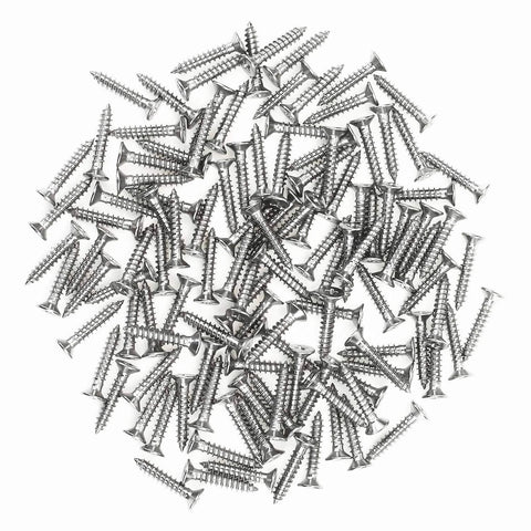 Stainless steel wood screws, pile of small Phillips-head screws