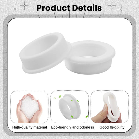 5 Pack White Silicone Top Hat Grommets For Automotive Firewall And Wiring Protection, showing durable flexible material details