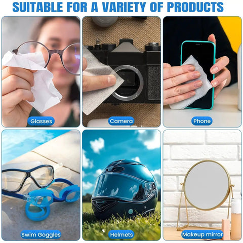 Pre Moistened Lens Wipes For Eyeglasses Goggles Non Scratching 250 Pack used on glasses, camera, phone, goggles, helmet, mirror