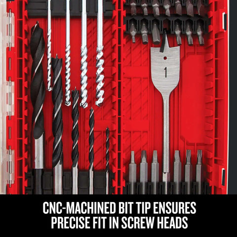 60 Piece Drill Bit Set For Impact Driver And Screwdriver By Craftsman, Pro Grade Nut Driver, Shock Resistant Tool Steel Case