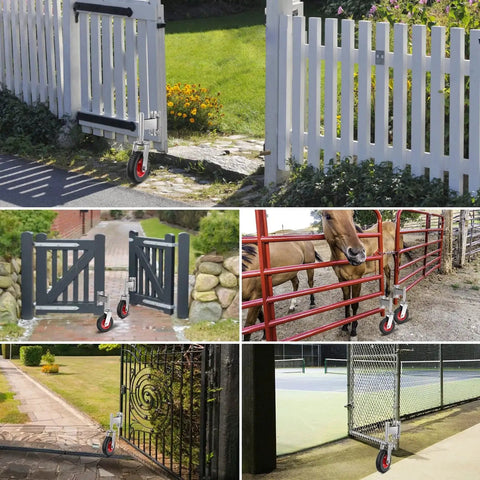 Spring Loaded Tube Gate Casters For Metal And Wooden Gates 4 Inch Rubber Tire Heavy Duty Caster Wheels with hardware