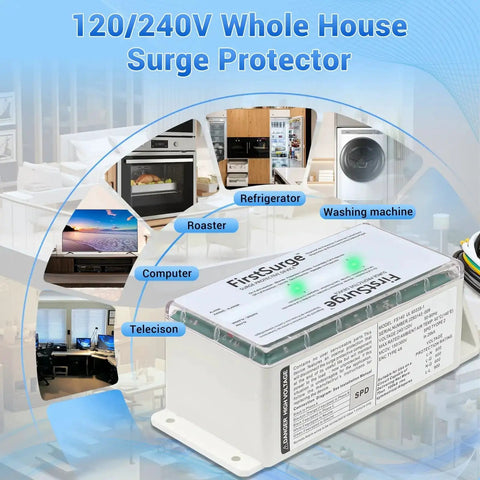 Whole House Surge Protector With 140,000 Amps For 120 And 240V Homes, Beefed Up Surge Protection Device With Lightning Protection