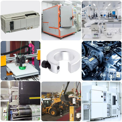 4 Pcs SBR20 Linear Rail Shaft Stop Collars Aluminum Alloy Shaft Lock Down Rings With Set Screw Bore 20mm OD 40mm Thickness 12mm CNC Parts For Precise Shaft Positioning shown with industrial equipment and machinery applications.