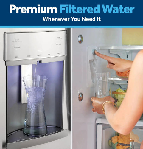 RPWFE Replacement Water Filter For Refrigerator Reducing Lead, Microplastics, PFOA PFOS installed in GE fridge