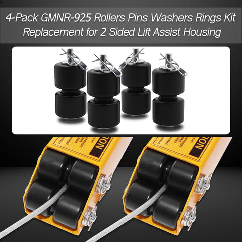 4 Pack Trailer Tailgate Lift Assist Rollers Kit For Two Sided Trailers Replacement Rollers With Pins Washers And Rings