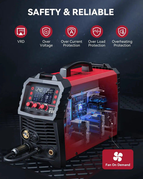 All In One 6 In 1 MIG Welder With Gas, Flux Core, Stick MMA, Lift TIG, Spot Weld, Spool Gun Ready Aluminum Multi Process Welder, 200Amp