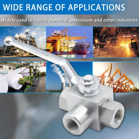 Beefy One-Half Inch Hydraulic Ball Valve for High Pressure Systems, Three-Way Shut-Off, 315 Bar, Model KHB3K, industrial applications