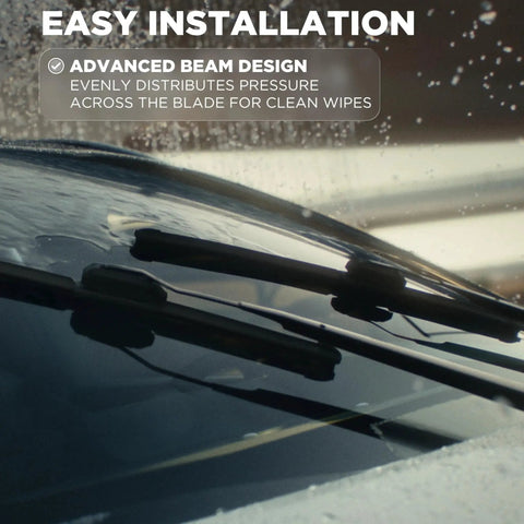 Installed Water Repellent Wiper Blades 22 Inch Pack of 2 for Clearer Rain Visibility on windshield in rain