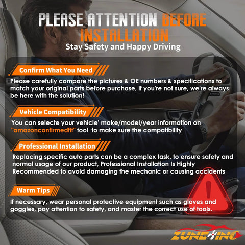 Driver reading installation guidelines on vehicle dashboard screen, highlighting compatibility and professional requirements.
