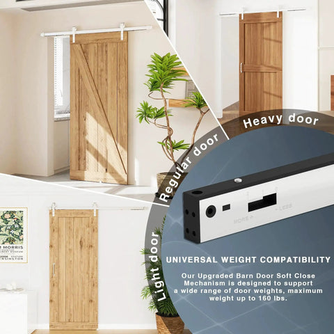 Two Pack Stainless Steel Barn Door Soft Close Mechanism For Flat Track With Adjustable Weight Up To 160 Pounds Universal Compatibility Hole Free Installation Or Drilled Track Optional Effortless Smooth Opening And Closing Silver