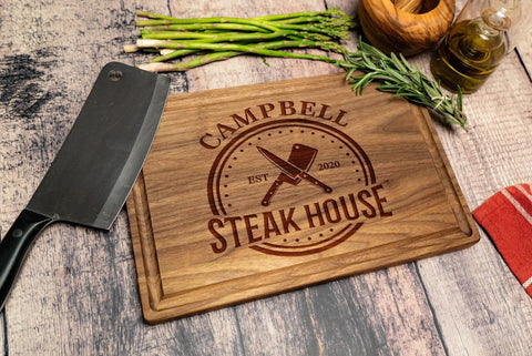 Personalized Engraved Cutting Board for Dad and Grandpa - Custom Wood BBQ Grilling Board for Him, Perfect Fathers Day Gift, Birthday or Anniversary