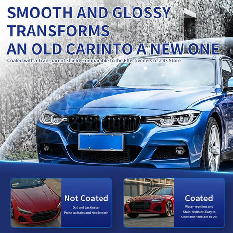 Quick Acting Car Coating Spray With Persistent Liquid Glass Finish Dope Shine Multifunction Coat Renewal Agent For Durable Protection And Bead Worthy Hydrophobic Shield 2 Pack image showing coated and uncoated car comparison.