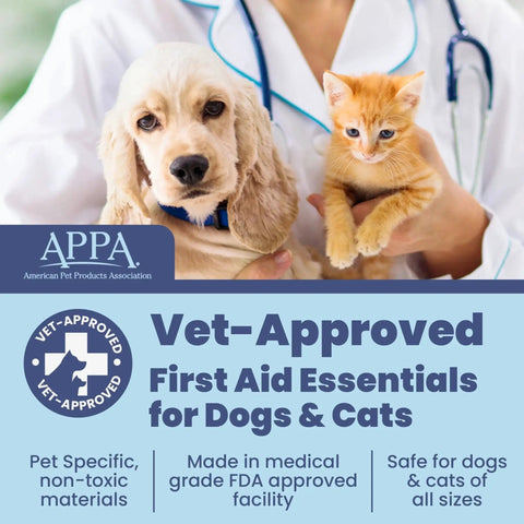 Vet Approved Dog First Aid Kit For Dogs And Cats Emergency Care with vet and animals, pet-specific materials, FDA approved.