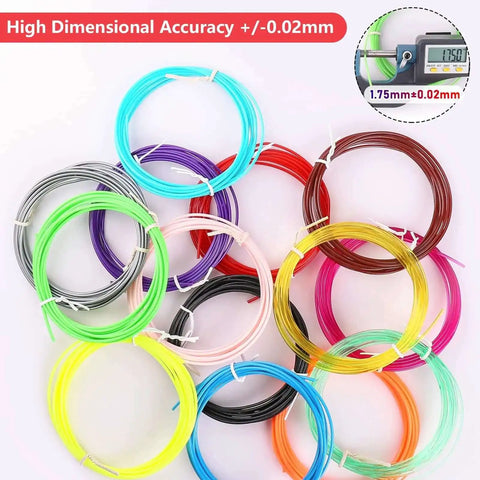 22 Color PLA 1.75mm 3D Pen Filament Refills Pack, 10 Feet Per Color, 220 Feet Total, High Dimensional Accuracy Display