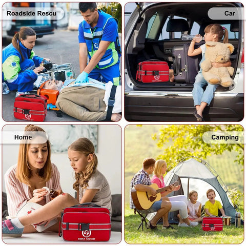 Ultra Comprehensive 500 Piece Emergency First Aid Kit for Home Car Travel Camping Truck Hiking Sports Office and Outdoor Emergencies in use