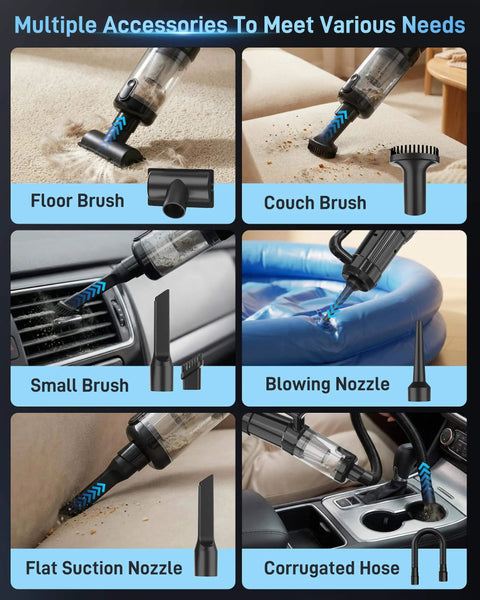 Powerful Cordless Handheld Vacuum Cleaner With 18000Pa Suction Two In One Car And Home Portable Vacuum with multiple nozzles.