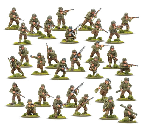 US Rangers 28mm Plastic Miniatures For World War II Tabletop Wargaming 30 Highly Detailed Infantry Figures with Dope Weapon Configs
