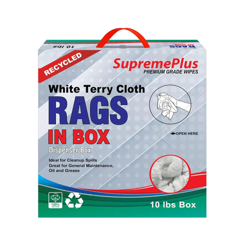 Recycled White Terry Cloth Rags 10 Lb Box High Absorbency Shop Towels For Home Garage Industrial Cleaning Bulk Rag Pack