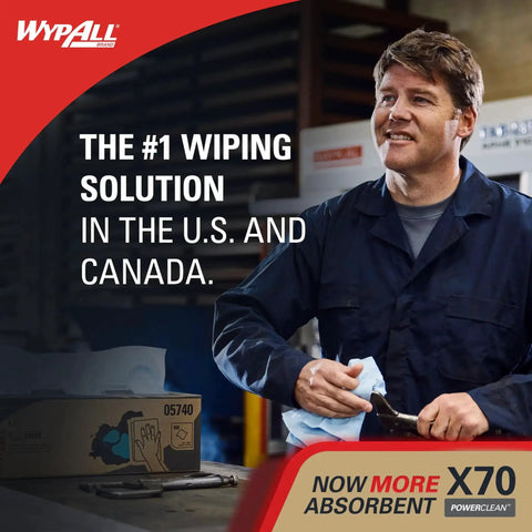 Mechanic using PowerClean X70 Medium Duty Cloths For Industrial Cleaning, Absorbent White Towels That Stand Up To Oil Dirt Grime