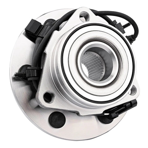Front view of Front Wheel Hub Bearing Assembly 515036 Pair For Chevy Silverado 1500 Suburban Express Avalanche Tahoe 2002 Through 2006 GMC Sierra Yukon Savana Cadillac Escalade ESV EXT 4WD, 6-bolt ABS hub.