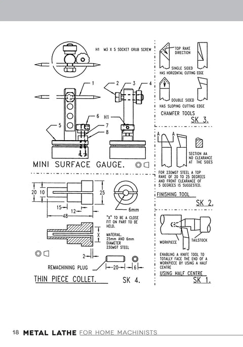 Illustrated drawings and diagrams from Metal Lathe For Home Machinists DIY Friendly Project Based Course Reference Guide.