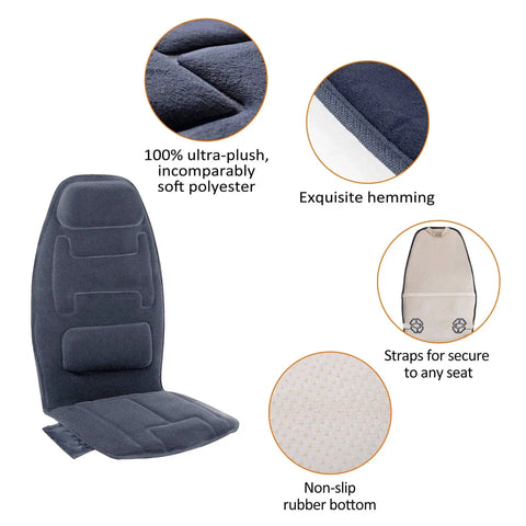 Cozy Massage Seat Cushion With Heat And Memory Foam Neck And Lumbar Support, 10 Vibration Motors, polyester material, back view