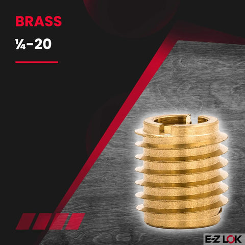 Knife Threaded Inserts For Hardwood Woodworking Brass 1/4-20 Internal Threads 0.500 Inch Length Pack Of 25 Heavy Duty