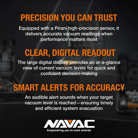 Pro Grade Micron Vacuum Gauge For HVAC Systems With Pirani Sensor And 500 PSI High Pressure Protection digital display graphic