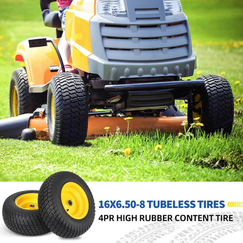Beefy Tubeless 16X6.50-8 Lawn Mower Tires With Wheels Front Wheel Set For Riding Mowers And Garden Tractors