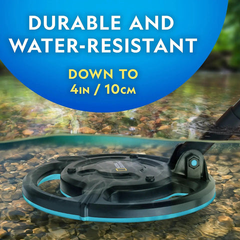 Close-up of waterproof 7.4 inch coil from Kids Metal Detector Starter Kit For Treasure Hunting With 7.4 Inch Waterproof Coil, Lightweight Beach Detector.