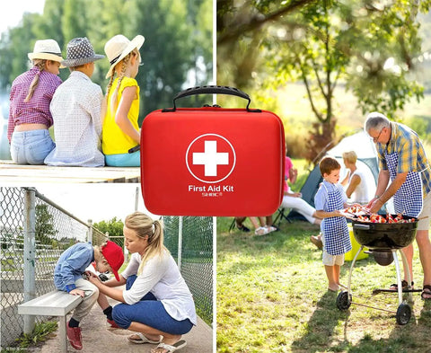 Compact First Aid Kit With 228 Pieces for Family Emergency Care in Waterproof EVA Case Red in outdoor scenarios