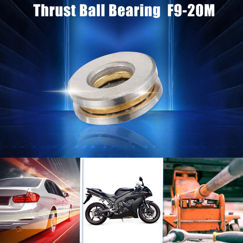 ACROPIX F9-20M thrust ball bearing, 9x20x7mm, single row with gold-tone washers; pack of 2; car, motorcycle and tool collage