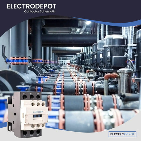 Industrial setup with Heavy Duty Three Pole 30A Contactor With 110 To 120V Coil For Motors And Lighting, 600V IEC DIN Rail Mount