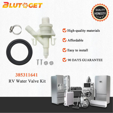 Upgraded RV Toilet Valve Kit With Flush Ball Seal 385311641 385311658 For Sealand And Dometic RV Toilets shown with components