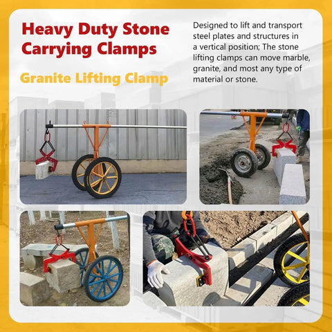 Granite Lifting Clamp 6 Inch 770lbs Heavy Duty Vertical Stone Clamp for Lifting in use on granite and stone slabs