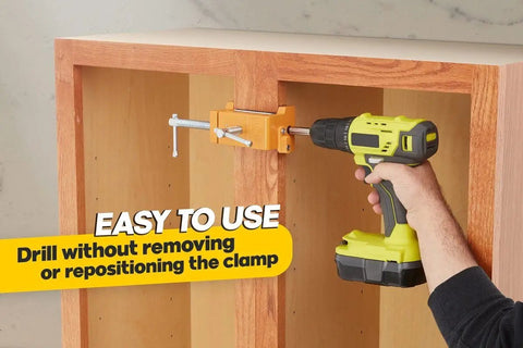 Two Pack Cabinet Clamps With Protective Case Pro Grade Solid Cast Steel Construction Built In Drill Guide With EVA Pads