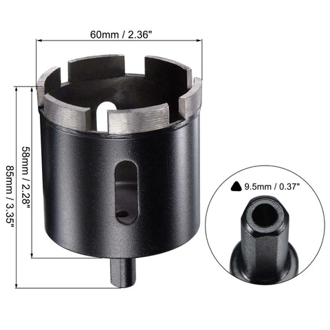 60mm Diamond Core Drill Bit For Wet Use Concrete Masonry Hard Brick Tile Marble Stone And Glass With 58mm Drilling Depth