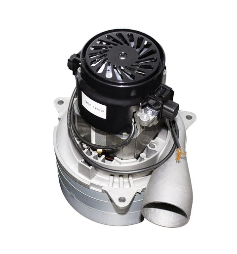 LifeSupplyUSA central vacuum motor assembly with vented black blower housing and PVC elbow