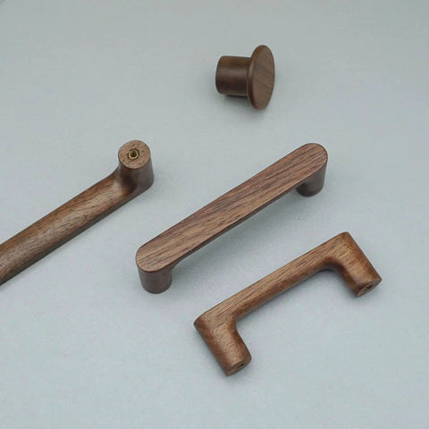 Six Pack Walnut Wood Drawer Pulls Set Rustic Cabinet Handles For Kitchen And Furniture Hardware Natural Wood Dresser Knobs