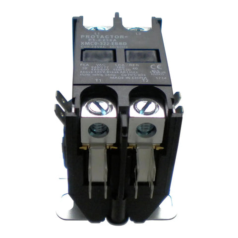 Front view of 2 Pole 32 Amp Heavy Duty AC Contactor With 24 Volt Coil, UL Listed with enclosed contacts and heavy lug terminals.