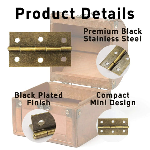 Antique Bronze Mini Folding Butt Hinges 12 Pack For Wood Doors And Small Boxes 60x34mm Pre Drilled With Screws 2.36x1.33 Inch Hardware Kit For Cabinets Crafts And DIY Projects shown with product details