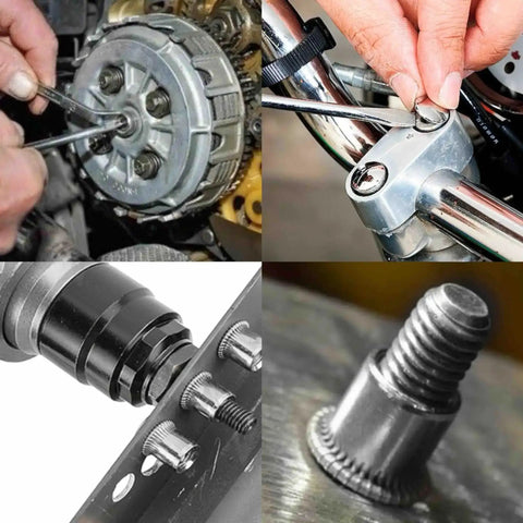 Pro Grade Stainless Steel Rivet Nut Assortment Kit in use for automotive and sheet metal applications